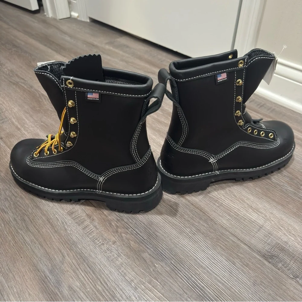 Danner Super Rain Forest Black Matte Leather Lace Up Boots